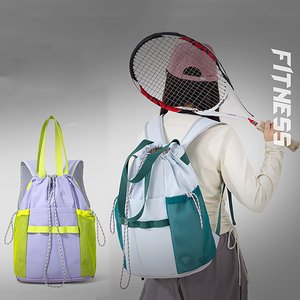 Customize <b>Drawstring</b> Gym <b>Backpack</b> Portable Tote Bags Fitness Tennis Racket Compartment for Sports Beach Swim Travel Daily Use - Product Image 3