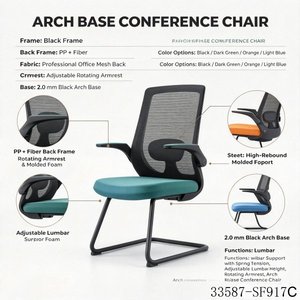 Chaise de bureau ergonomique en maille, dossier moyen, pivotante, avec accoudoirs fixes, siège inclinable vert 33587-SF917C - Product Image 2