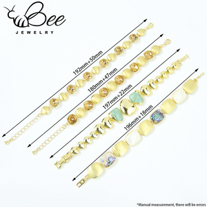 Summer Hot Sale 14k Plated Jewelry Elegant <b>Crystal</b> <b>Bracelet</b> Irregular Enamel Resin Handmade Cuban Chains <b>Bracelets</b> For Gifts - Product Image 6