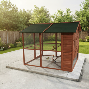 SDB008 Luxe Moderne Vogelvolière Massief Houten Buitenverblijf voor Huisdieren met Knoopsluiting Asfalt Dak voor Papegaaien en Duiven - Product Image 2
