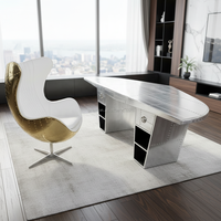 Bureau de direction vintage en aluminium au design industriel, style aile d'avion du milieu du siècle, pré-assemblé, couleur personnalisable, G-Bardon
