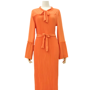 Ropa musulmana Turquía sólido islámico largo vestido con cinturón mujeres Dubai Abaya cuello redondo vestido modesto - Product Image 2