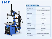 Ensemble complet de machines de réparation de pneus Jingjiu, modèle 996T/GB-593, montage/démontage de pneus, équilibrage des roues, alimentation 110V/220V/240V