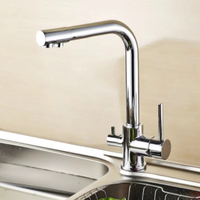 Robinet de cuisine moderne à double poignée rotative 5 fonctions, avec cartouche céramique, à poser sur comptoir, monotrou, garantie 3 ans, pour eau potable