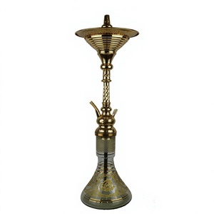 Chicha égyptienne traditionnelle de 82 cm avec noyau et chambre en laiton massif, finition or rose - Product Image 3