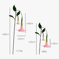 Centre de table de mariage en fleurs artificielles de haute qualité, faites à la main, à 2 têtes, en PU, effet toucher réel, blanc et rose, Datura Stramonium