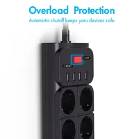 Prise européenne de bonne qualité 16A 8 prises, interrupteur intelligent, 4 ports USB, entièrement homologué CE ROHS, garantie de 2 ans