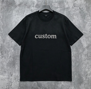 Camiseta de Manga Corta con Cuello Redondo Negra para Hombre con Estampado de Letras Personalizado, Estilo Informal, Ajuste Regular, Algodón Jersey - Product Image 4