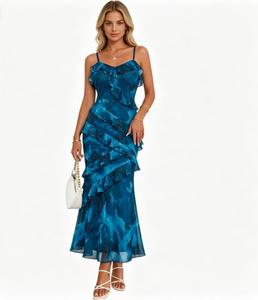 Nouvelle <span class=keywords><strong>Robe</strong></span> Longue <span class=keywords><strong>d</strong></span>'Été pour Femme, Style Bohème Floral, Sexy et Tendance, Coupe Ample en Dentelle, Bretelles Fines, Idéale pour les Fêtes - Product Image 2