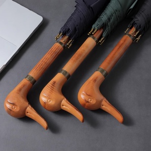 Vintage Personalized Duck Head Wood Handle Advertising <b>Umbrella</b> Business Gifts Straight Long <b>Windproof</b> Manual Pure Color - Product Image 6