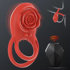 Anneau pénien vibrant coloré de taille moyenne avec stimulateur clitoridien Rose, 8 vibrations, jouet sexuel pour hommes, modèle - Product Image 2