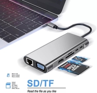 Hub USB-C 12 en 1, station d'accueil, adaptateur, affichage 4K-HDTV, USB 3.0, RJ45 LAN, port SD