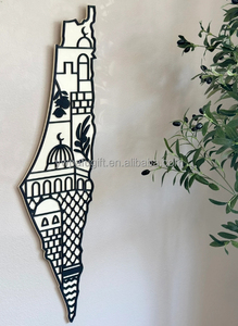 Muslim Decoration Islamic Wall Art <b>Wooden</b> Palestine Map With Mosque Design - Product Image 3