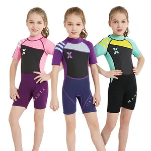 2-5mm Keep Warm One Piece Kids Short Sleeve Snorkeling Suit Drifting Swimsuit Shorty Diving Wetsuits