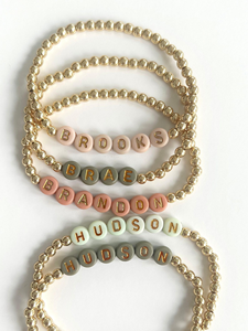 Pulsera con Nombre Personalizado, Joyería Personalizada, Regalo, Pulsera de Cuentas Doradas, Pulsera de Amistad, Nombre Personalizado para Niños, Pulsera para Mujer - Product Image 2