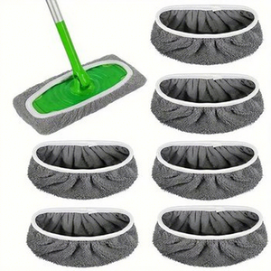 Paños de microfibra reutilizables para barrido en seco, almohadillas de fregona de aluminio compatibles con cabezales de fregona de escurrido automático. - Product Image 1