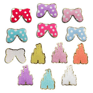 Nouveau château noeud papillon Chenille paillettes auto-adhésif fer sur patchs château fer sur patchs - Product Image 1