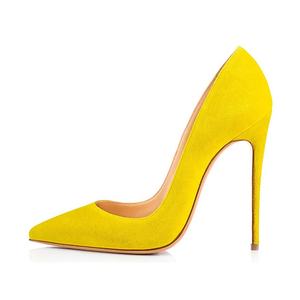 All'ingrosso donna estate viola & giallo camoscio tacco alto pump traspirante Slip-On chiusura <span class=keywords><strong>tacchi</strong></span> sottili per matrimoni - Product Image 2