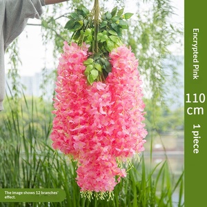<span class=keywords><strong>Flor</strong></span> Colgante Artificial de Seda de 110 cm para Techo, Enredadera de 3 Ramas, Tiras de Flores Blancas para Decoración de Pared, Flores Colgantes de Glicina - Product Image 3