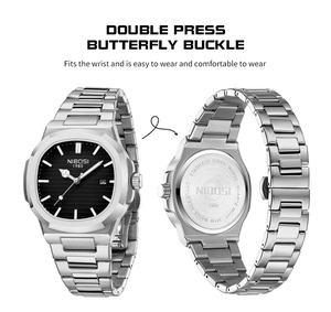 <span class=keywords><strong>Orologio</strong></span> da Uomo NIBOSI 2632 Novità 2025 Business Impermeabile con Datario Luminoso Cassa Quadrata in Acciaio Inossidabile al Quarzo - Product Image 4