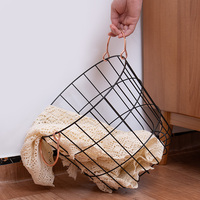 Ensemble de style nordique de 2 paniers à linge en fil de fer en métal noir de forme ronde avec poignées pour chambre salle de bain Design cercle élégant