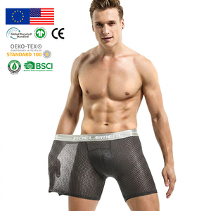 Boxer da Uomo a Gamba Lunga, Intimo Sportivo in Rete, Copertura Estesa, Morbido al Tatto, Fornitura OEM, Servizio di Fabbrica, Design Intimo Maschile - Product Image 1