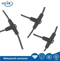 Connecteur de câble d'alimentation LED HE SHENG JIA XING avec contact en cuivre et boîtier en nylon, mâle-femelle, type T, étanche IP67 pour extérieur