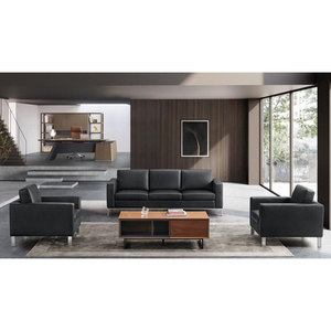 Conjunto de sofá de oficina moderno para recepción de área pública, marco de metal, sofá de oficina, diseño de sofá de cuero para oficina - Product Image 1