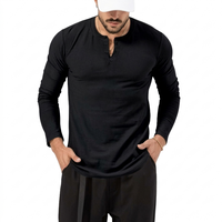 T-shirt en jersey 100 % coton uni brodé, coupe ajustée, couleur unie, décontracté, manches longues, personnalisable avec logo, vente en gros TKAN7757