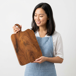 <b>Wooden</b> Rectangle Chopping Board With Handle Kitchen Cutting Block Anti Slip Single <b>Piece</b> - Product Image 1