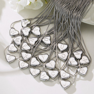 Collier avec pendentif en forme de cœur, <span class=keywords><strong>39</strong></span>+5 cm, pour femmes, plaqué or, acier inoxydable classique, 40 styles, bijoux de mode en gros - Product Image 3