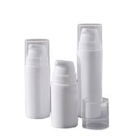 Botol Pompa Plastik Silinder Mini 5ml/10ml/15ml Tanpa Udara, Sablon, Kemasan Kosmetik Serum Perawatan Kulit, Lotion Mata, Sampel