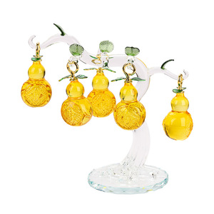 <b>Crystal</b> Glass Gourd <b>Tree</b> Yellow Home Decoration Gift Ornament - Product Image 5