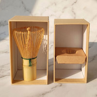 Fouet à matcha en bambou personnalisé avec emballage en papier, fouet à matcha Chasen gravé avec logo, fouet à thé matcha