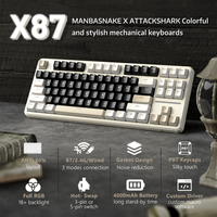 Clavier mécanique ergonomique RGB pour jeux Attack Shark X87 Tri-mode Gasket, original, 80% ANSI