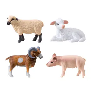 Figuritas en miniatura DIY niños bosque Animal juguete simulación cerdo y oveja resina fiesta granja conjunto niños juegos educativos