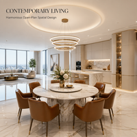 Meuble de cuisine moderne sur mesure, armoire modulaire sans poignée, design à panneaux plats avec éclairage LED pour projet de villa ou appartement