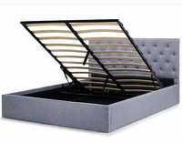 Lit moderne rembourré en cuir PU capitonné avec rangement, 140x200cm, à prix abordable, avec vérin à gaz en plastique - Meilleures ventes