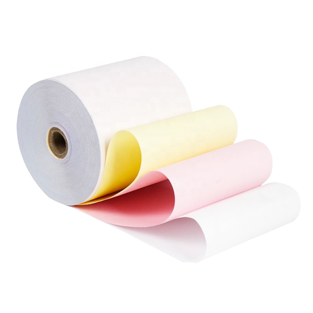 China Hersteller Carbon less Ncr Papier Lieferanten Pink Gelb Blau Grün Farbe Carbon less Papier Ncr3 Schichten Ncr Papier Weiß