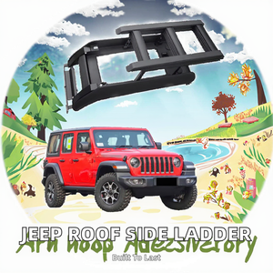 Échelle latérale télescopique en alliage d'aluminium noir, échelle de toit, porte-bagages de toit, capacité de 100 kg pour Jeep Wrangler JL JK 201 - Product Image 1