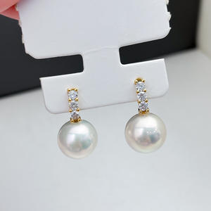 ต่างหูเงินแท้ S925 ประดับมุก DIY รุ่น Queen's Three Diamond พร้อมลูกปัดทรงกลมขนาด 9-13 มม. ต่างหูแฟชั่นแบบห้อย รุ่น 22286 - Product Image 1