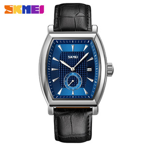 Skmei Men's <b>Rectangular</b> Leather Strap <b>Watch</b> Quartz Analog Date Display 12mm Stainless Steel Buckle Business Style - Product Image 5