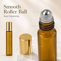 Flacon cylindrique roll-on en verre ambré transparent pour parfum et huiles essentielles, 3ml, 5ml, 10ml, avec bouchon personnalisé couleur et sérigraphie