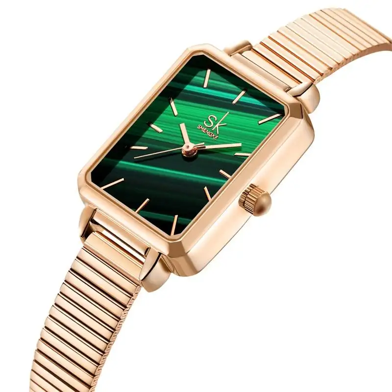 New Watch Women Elegant Green Rectangle Ultra Thin Dial Reloj Mujer Precise Japanese Quartz Relogio Feminino Square Watch Women