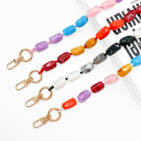 Lot de lanières de téléphone bandoulière en perles acryliques colorées, perles de 8 mm, longueur 134 cm, porte-clés métalliques, porte-carte d'identité personnalisé pour fans BTS