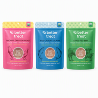 Friandises pour animaux de compagnie à la citrouille biologique lyophilisée, sachet refermable résistant à l'humidité, taille personnalisable pour chiens et chats