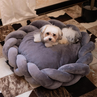 Lit pour chat en tissu pour chats d'intérieur, lit pour animaux de compagnie mignon avec coussin lavable, lit moelleux pour chat pour petit chien