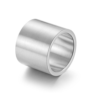 Titanium Steel Large Wide Brushed <b>Ring</b> Unisex Fashion Jewelry Gift - Product Image 1