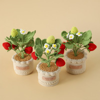2025 Zoete Gehaakte Bloemen Aardbei Fruit Gepotte Gehaakte Ambachten Home Decor Nieuwigheid Valentijnsdag Geschenken
