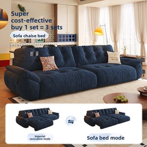 Sofá Cama Eléctrico de Tela Chenille con Extensión Telescópica para Salas de Estar Pequeñas, Estructura de Madera - Product Image 3